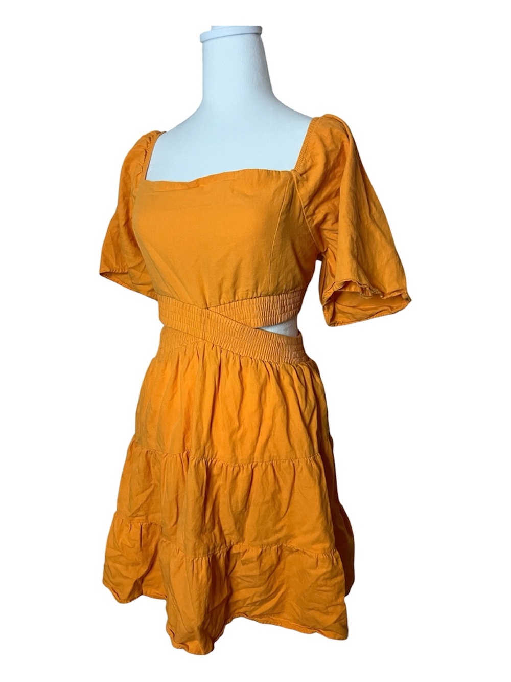 Bright Orange Cutout Tiered Dress XL